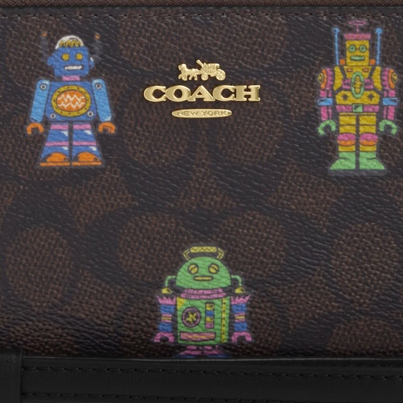 Coach CW484 Cosmic Long Wallet Long Zip Robot Signature Print NWT - Picture 2 of 6